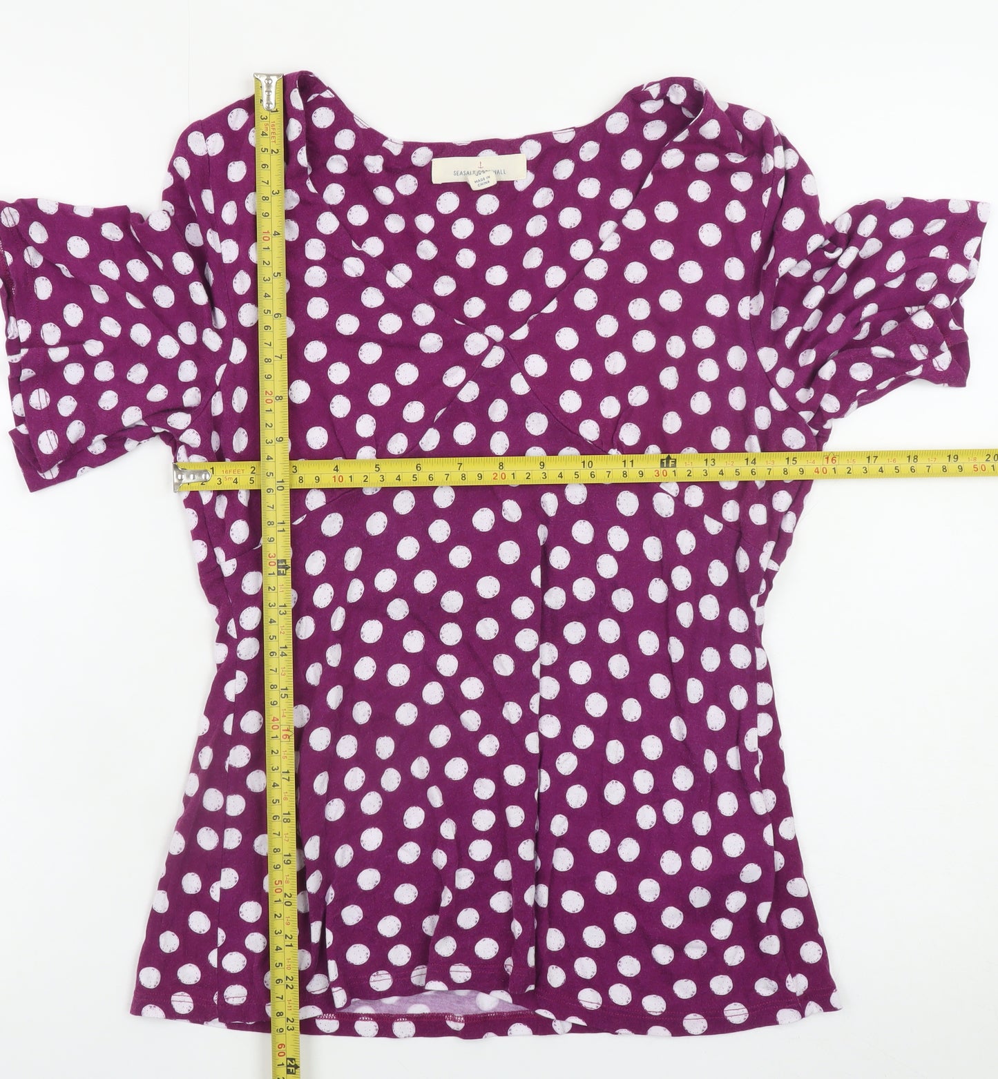 Seasalt Cornwall Womens Purple Polka Dot Wrap Blouse UK 10
