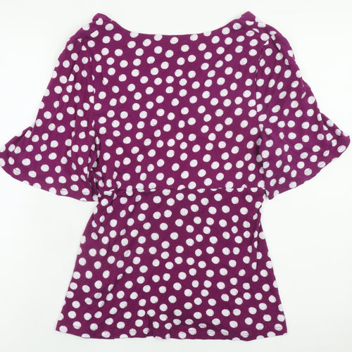 Seasalt Cornwall Womens Purple Polka Dot Wrap Blouse UK 10