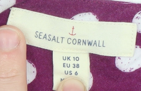 Seasalt Cornwall Womens Purple Polka Dot Wrap Blouse UK 10