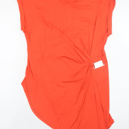 Wallis Women’s Orange Tunic Top Size 14 Short Sleeve Stretch Viscose