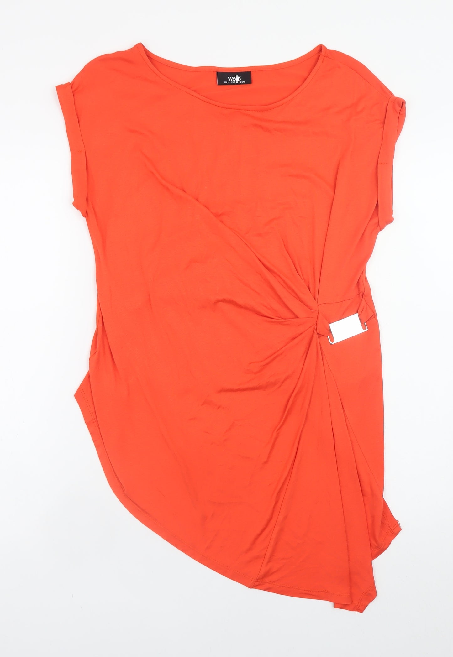 Wallis Women’s Orange Tunic Top Size 14 Short Sleeve Stretch Viscose