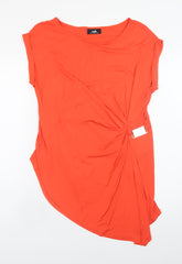 Wallis Women’s Orange Tunic Top Size 14 Short Sleeve Stretch Viscose