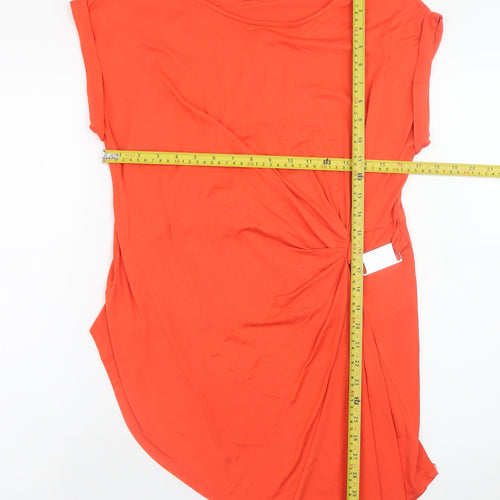 Wallis Women’s Orange Tunic Top Size 14 Short Sleeve Stretch Viscose
