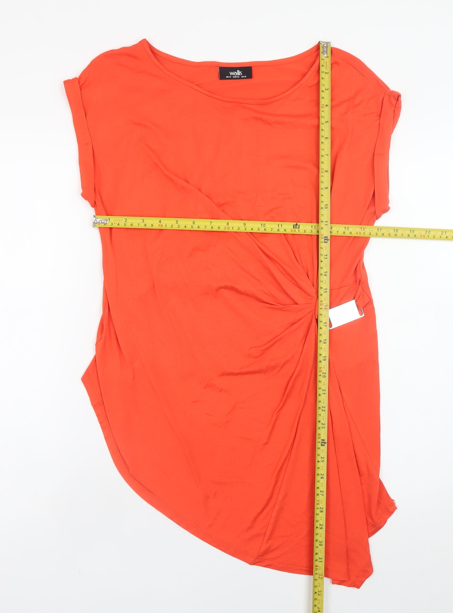 Wallis Women’s Orange Tunic Top Size 14 Short Sleeve Stretch Viscose