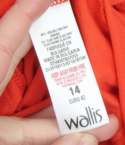 Wallis Women’s Orange Tunic Top Size 14 Short Sleeve Stretch Viscose
