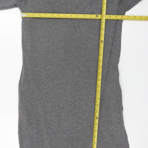 COS Women Grey Jersey Shift Dress XS Long Sleeve High Neck