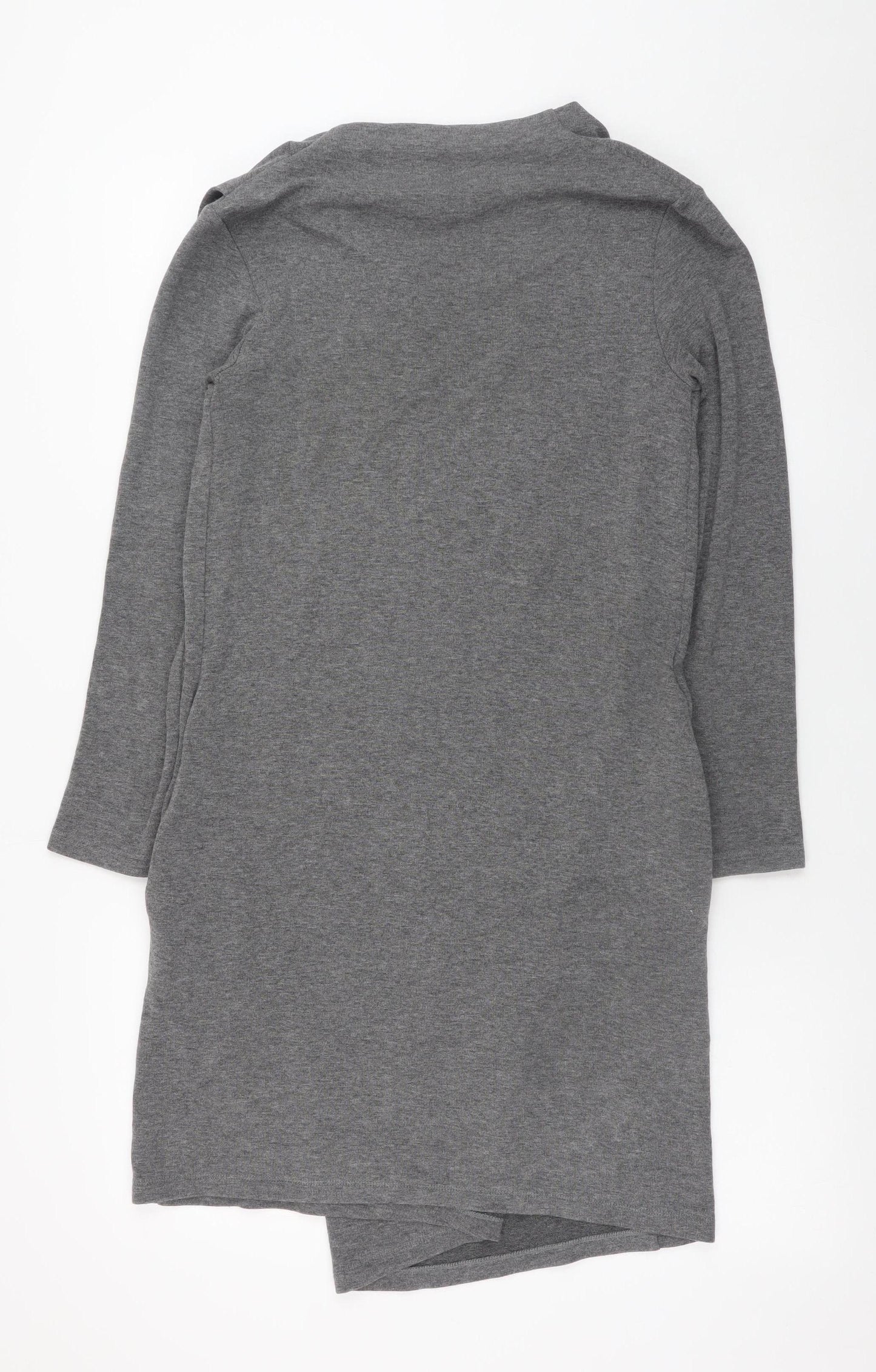COS Women Grey Jersey Shift Dress XS Long Sleeve High Neck