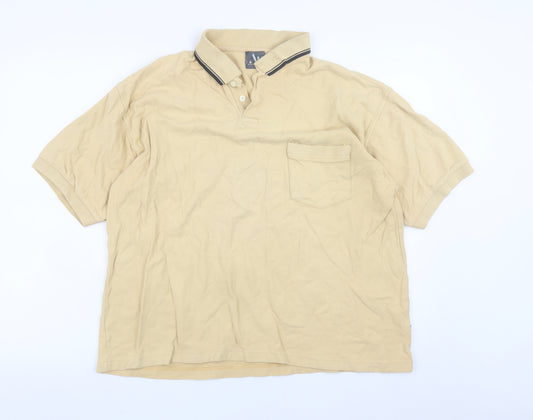 Armand Thiery Men’s Beige Cotton Polo Shirt XL Short Sleeve