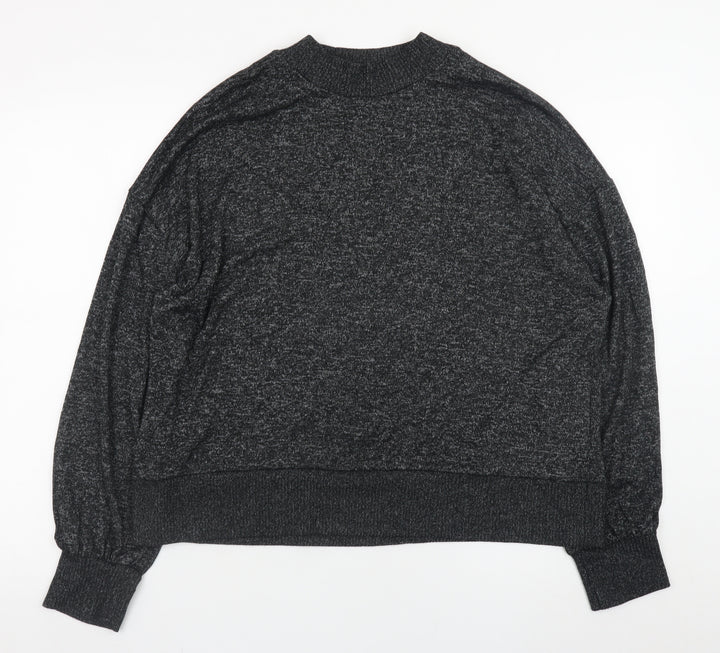 Marks and Spencer Womens Grey Size 14 Relaxed Knit Long Sleeve Top
