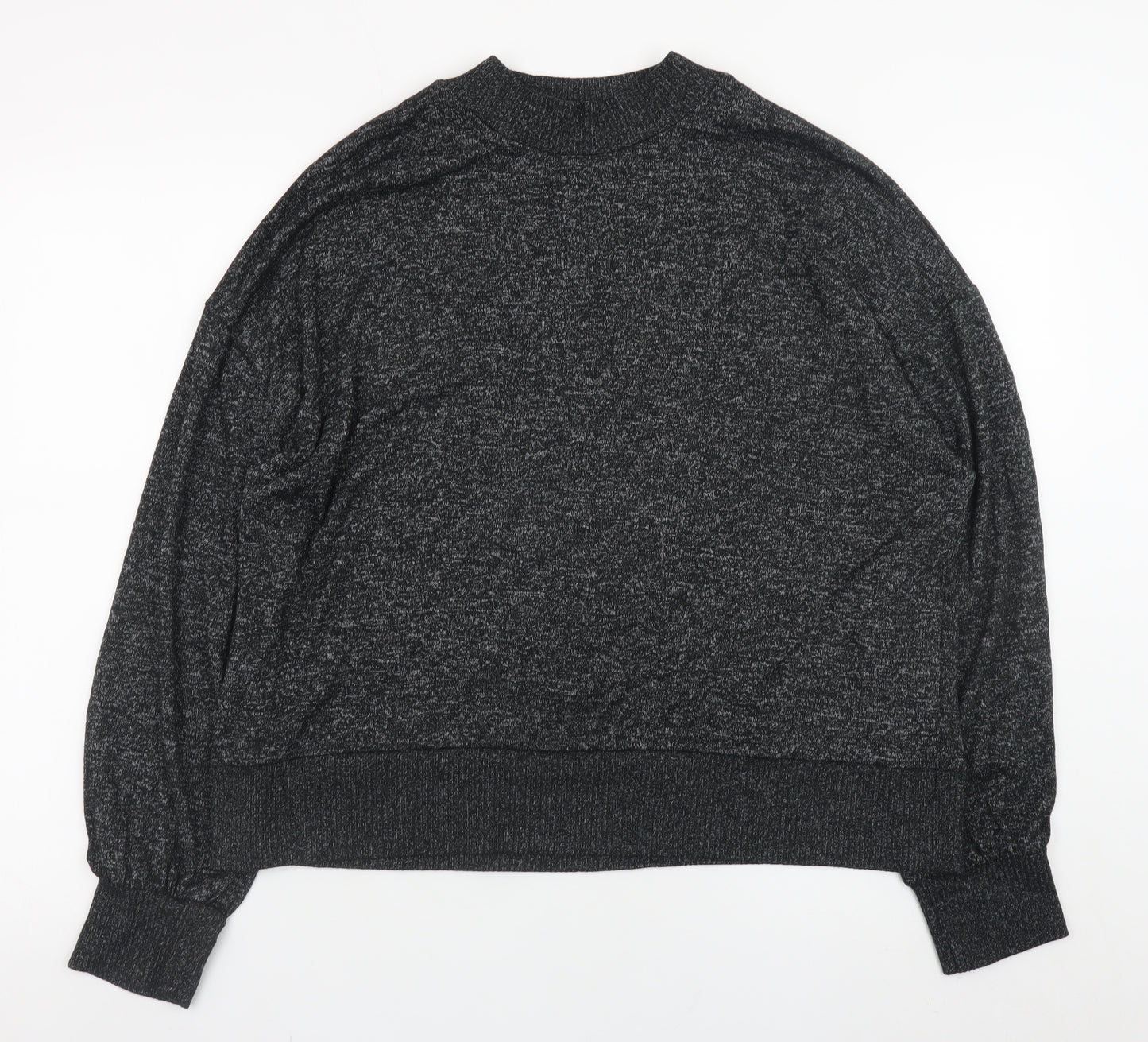 Marks and Spencer Womens Grey Size 14 Relaxed Knit Long Sleeve Top