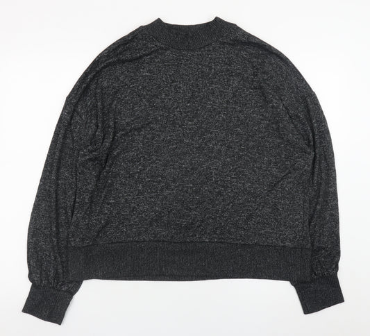 Marks and Spencer Womens Grey Size 14 Relaxed Knit Long Sleeve Top