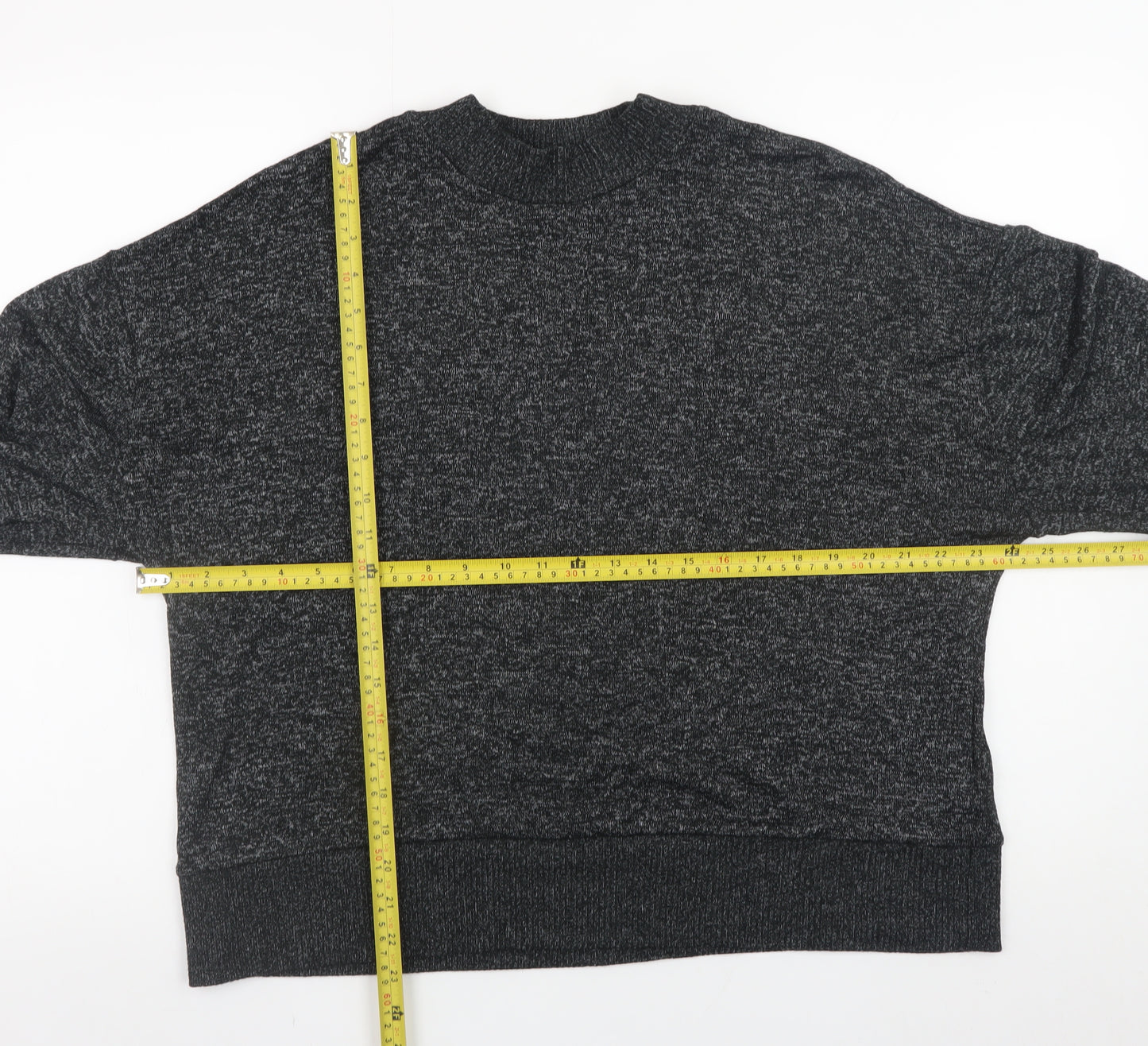 Marks and Spencer Womens Grey Size 14 Relaxed Knit Long Sleeve Top