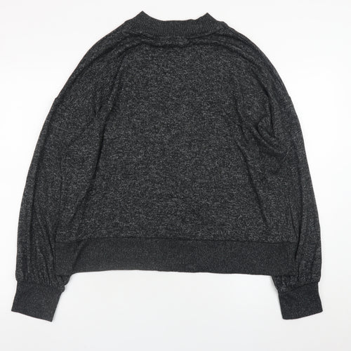 Marks and Spencer Womens Grey Size 14 Relaxed Knit Long Sleeve Top