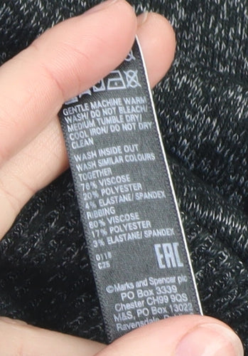 Marks and Spencer Womens Grey Size 14 Relaxed Knit Long Sleeve Top