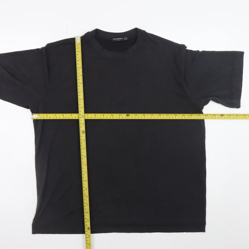 Stradivarius Men's Black Short Sleeve Regular Fit Viscose T-Shirt Size S
