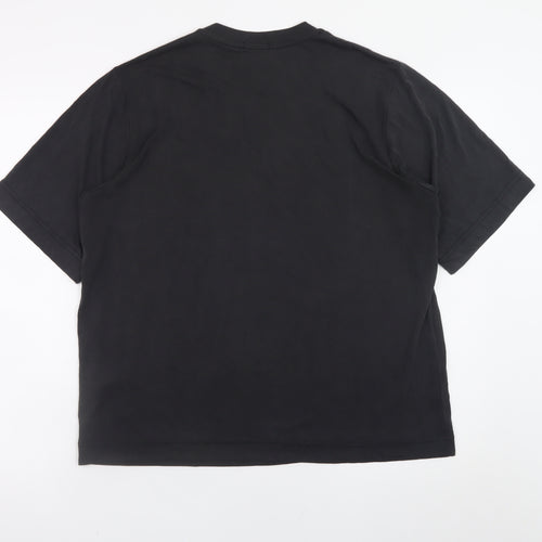 Stradivarius Men's Black Short Sleeve Regular Fit Viscose T-Shirt Size S