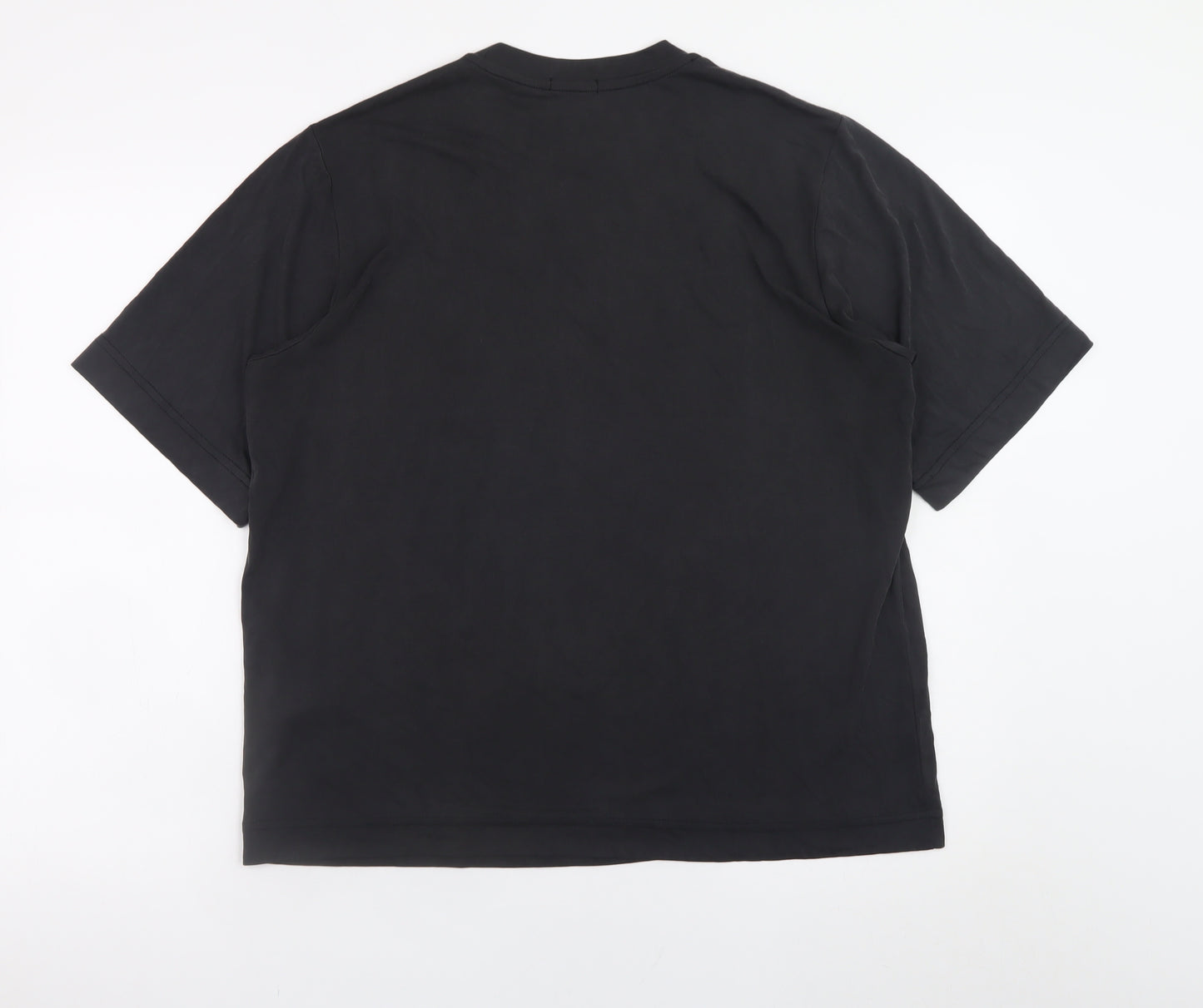 Stradivarius Men's Black Short Sleeve Regular Fit Viscose T-Shirt Size S
