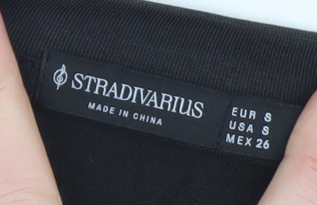 Stradivarius Men's Black Short Sleeve Regular Fit Viscose T-Shirt Size S