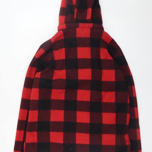 Souvenirs Northern Men's Red Black Check Hooded Fleece Jacket Size M