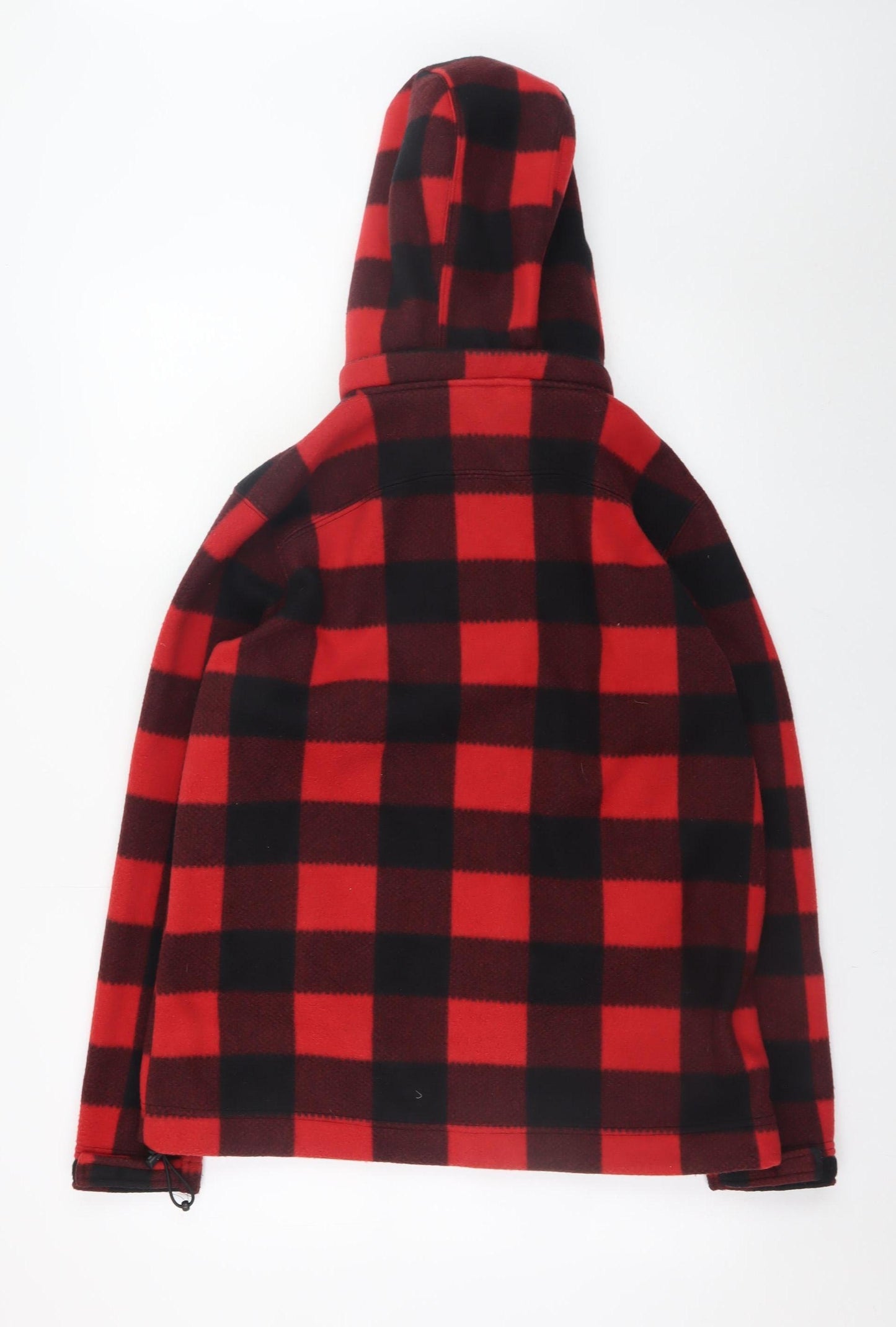 Souvenirs Northern Men's Red Black Check Hooded Fleece Jacket Size M