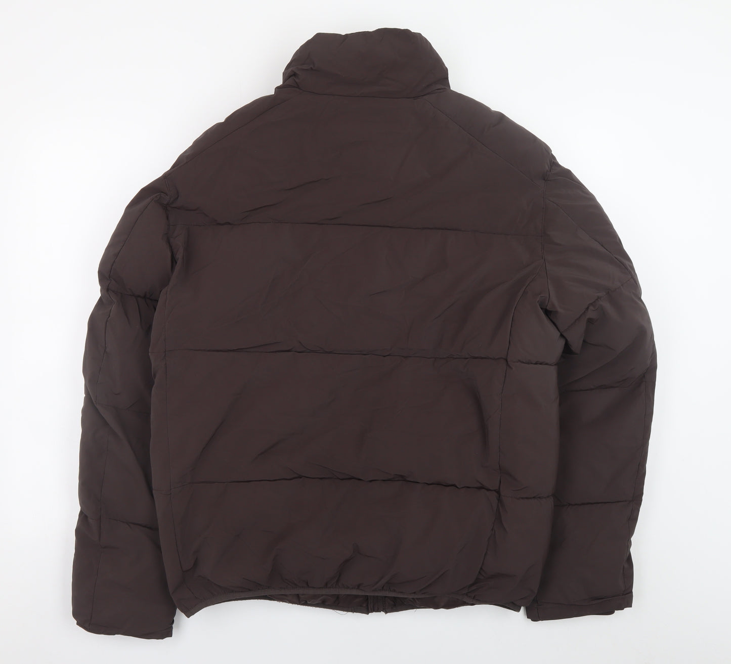 ZARA Men Brown L Puffer Jacket Polyester Full Zip Winter Lined