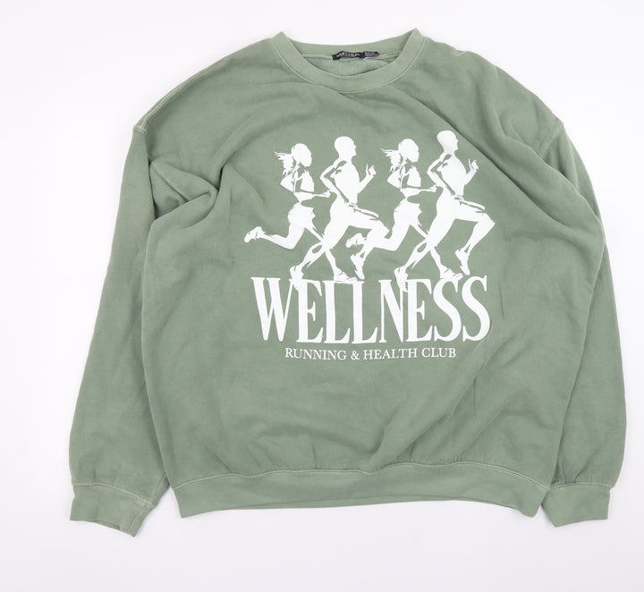Nasty Gal Women’s Green Wellness Graphic Pullover Sweatshirt UK 24/26