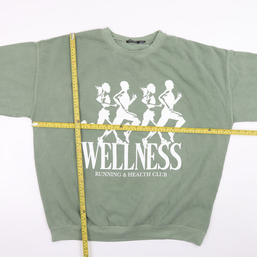 Nasty Gal Women’s Green Wellness Graphic Pullover Sweatshirt UK 24/26