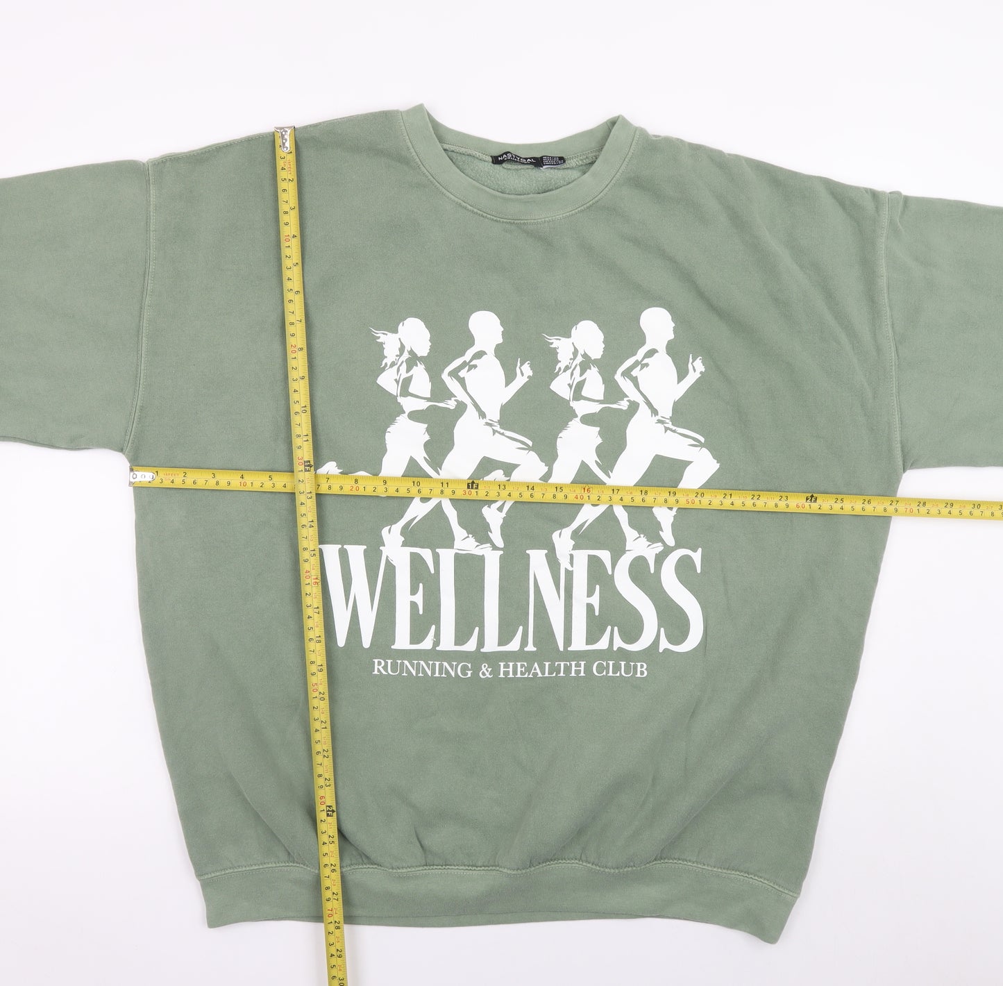 Nasty Gal Women’s Green Wellness Graphic Pullover Sweatshirt UK 24/26