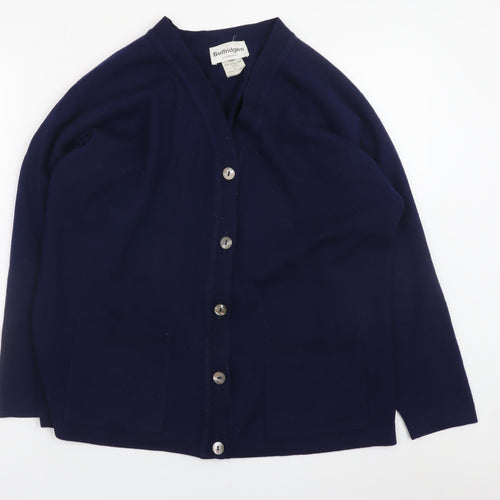 Selfridges Womens Blue Wool V-Neck Cardigan Size L