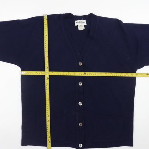 Selfridges Womens Blue Wool V-Neck Cardigan Size L
