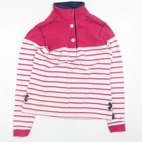 Lazy Jacks Womens Pink Stripe Henley Sweatshirt XS Cotton Nautical