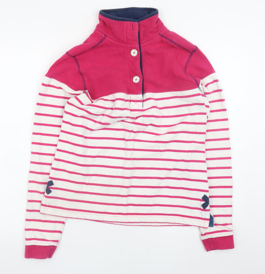 Lazy Jacks Womens Pink Stripe Henley Sweatshirt XS Cotton Nautical