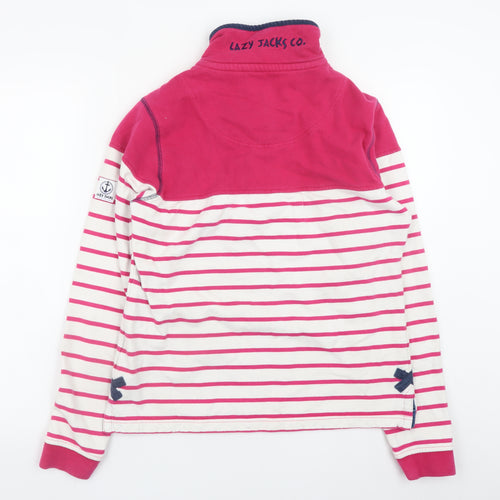 Lazy Jacks Womens Pink Stripe Henley Sweatshirt XS Cotton Nautical