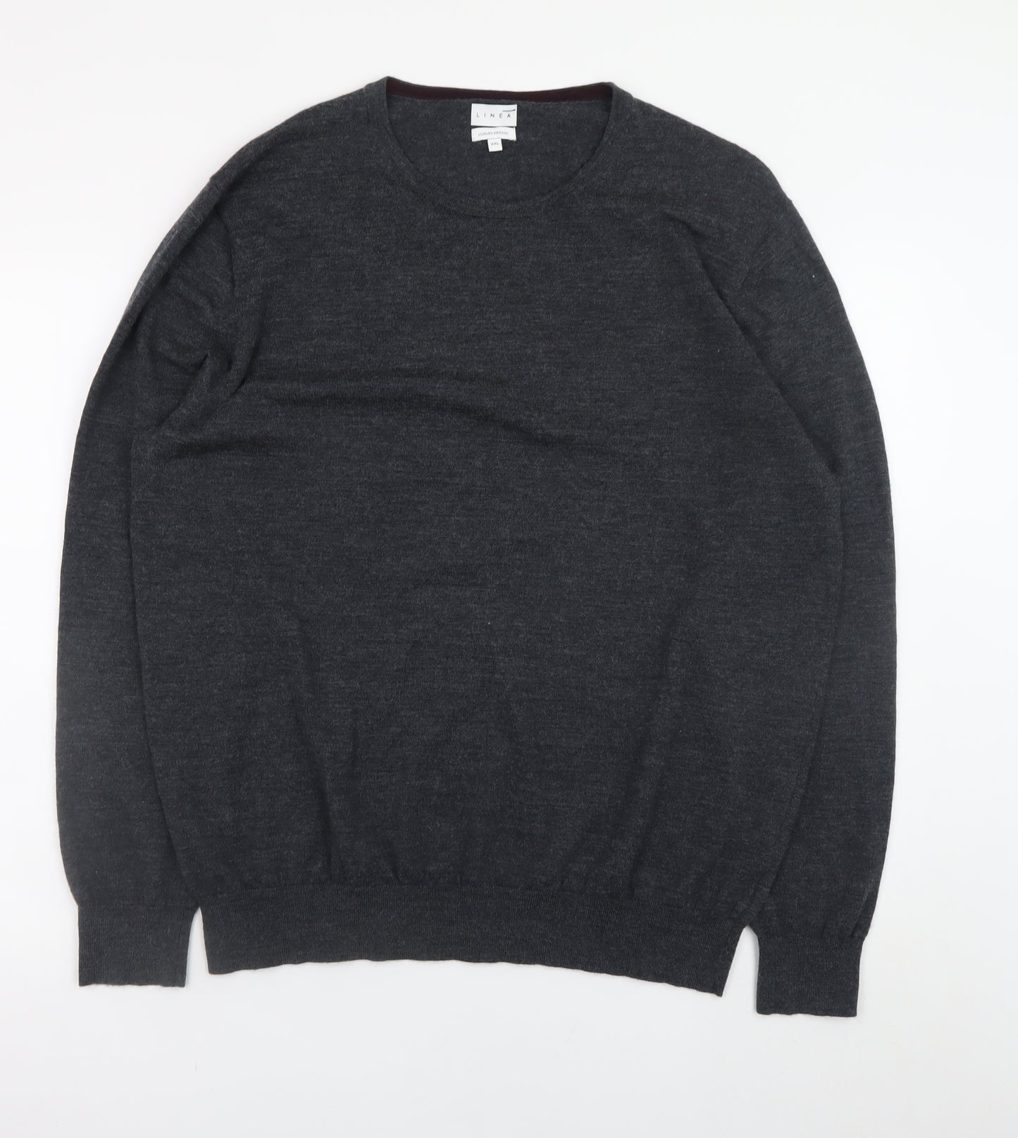 Linea Men’s Grey Luxury Merino Wool Crew Neck Jumper XXL