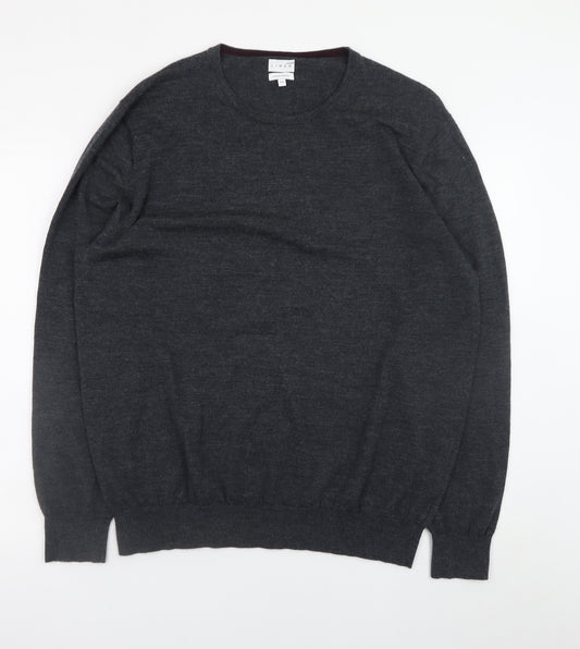 Linea Men’s Grey Luxury Merino Wool Crew Neck Jumper XXL