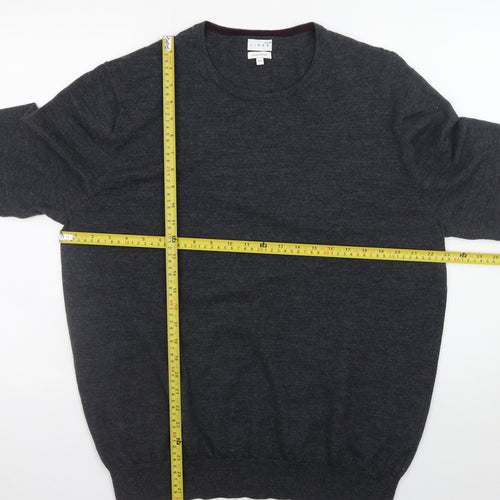 Linea Men’s Grey Luxury Merino Wool Crew Neck Jumper XXL