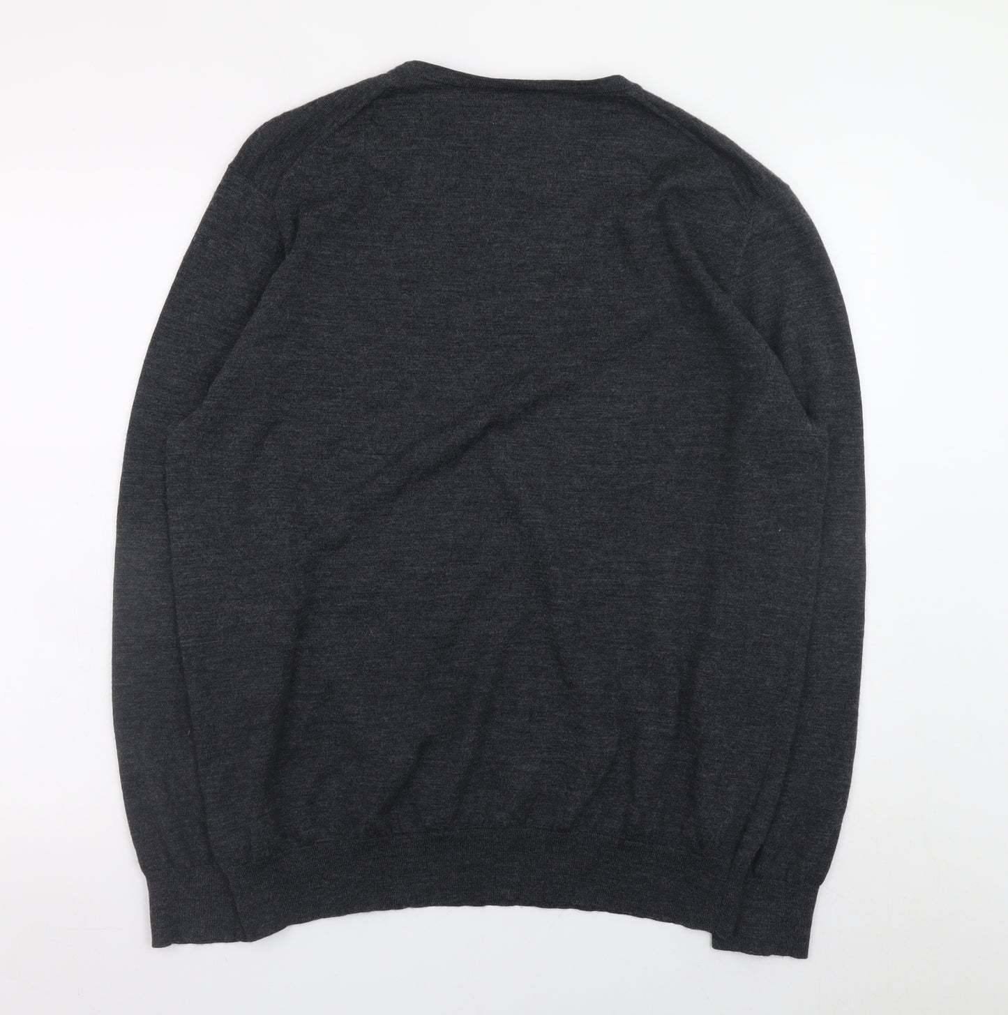 Linea Men’s Grey Luxury Merino Wool Crew Neck Jumper XXL