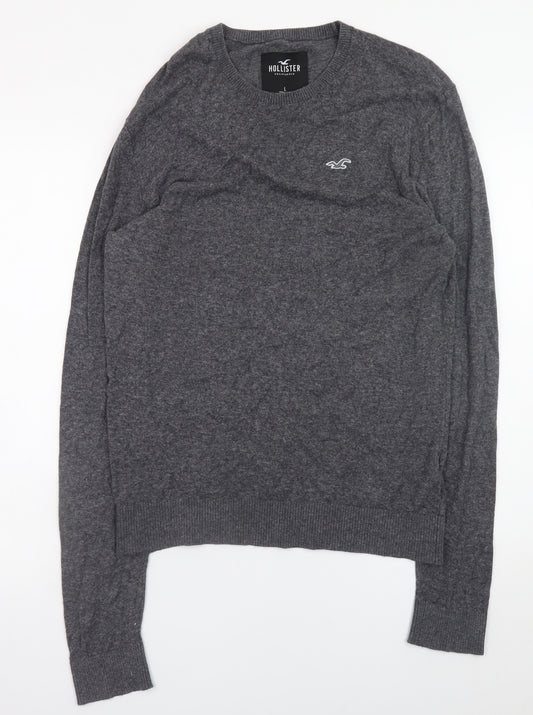 Hollister Men’s Grey Knit Crew Neck Pullover Jumper L