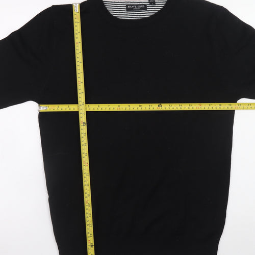 Brave Soul Men's Black L Pullover Jumper Crew Neck Knit