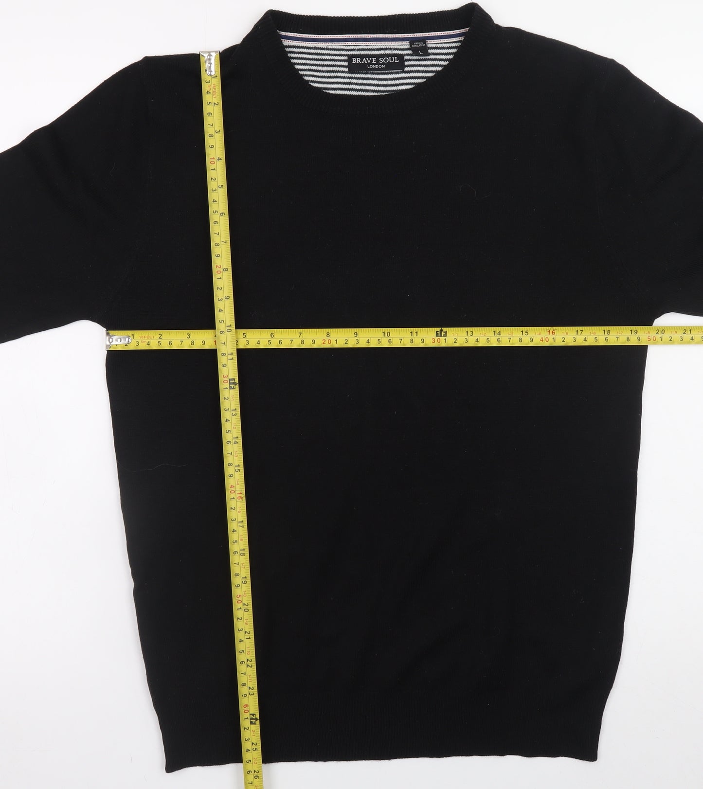 Brave Soul Men's Black L Pullover Jumper Crew Neck Knit