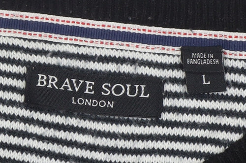 Brave Soul Men's Black L Pullover Jumper Crew Neck Knit