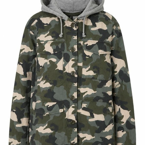 H&M Divided Women's Green Camouflage Hooded Military Jacket Size 4