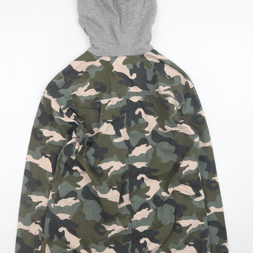 H&M Divided Women's Green Camouflage Hooded Military Jacket Size 4