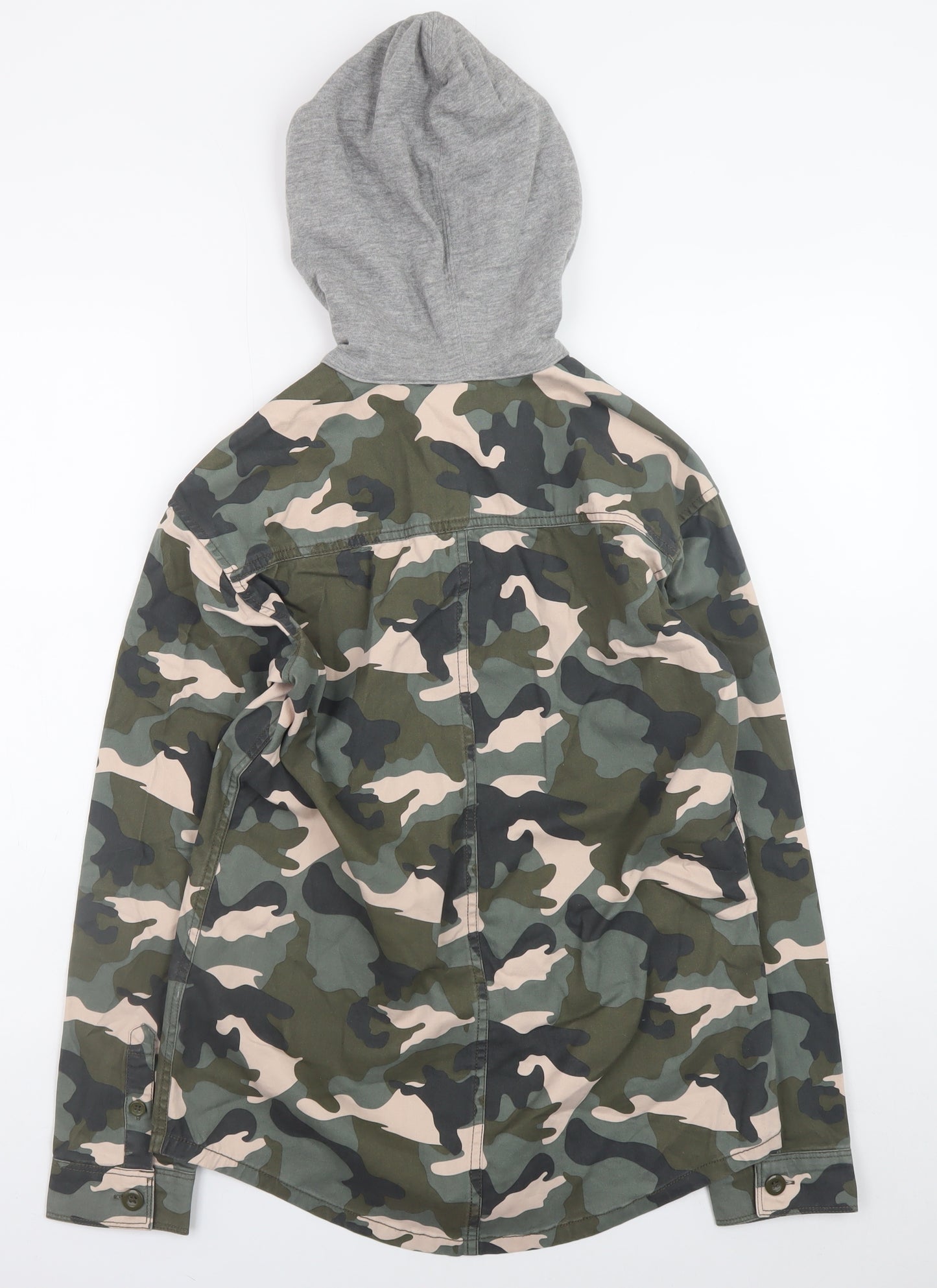 H&M Divided Women's Green Camouflage Hooded Military Jacket Size 4