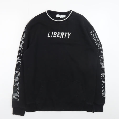 Topman Men's Black XS Crew Neck Graphic Pullover Sweatshirt