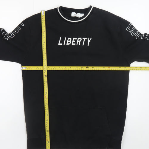 Topman Men's Black XS Crew Neck Graphic Pullover Sweatshirt