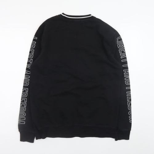Topman Men's Black XS Crew Neck Graphic Pullover Sweatshirt