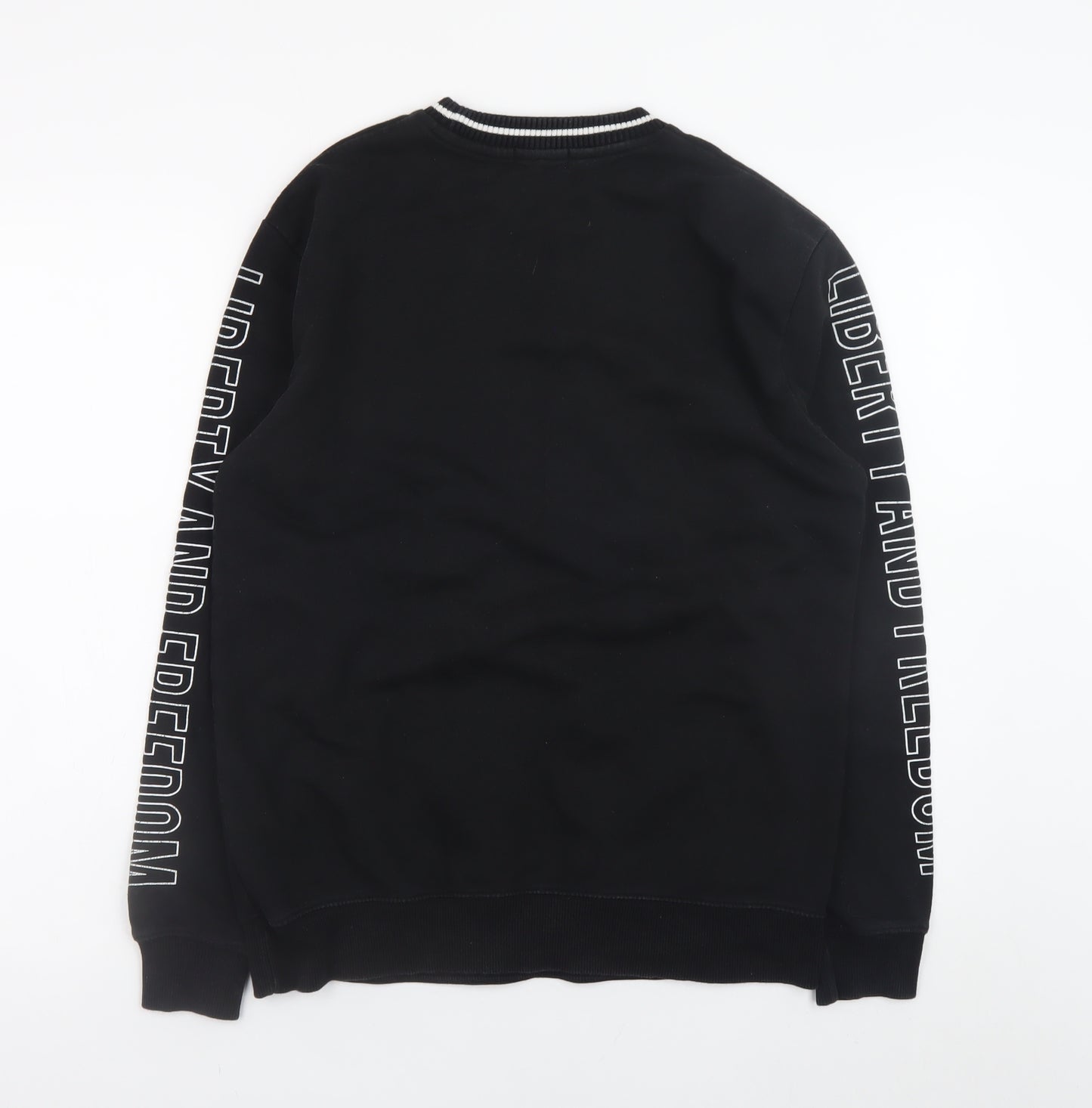 Topman Men's Black XS Crew Neck Graphic Pullover Sweatshirt