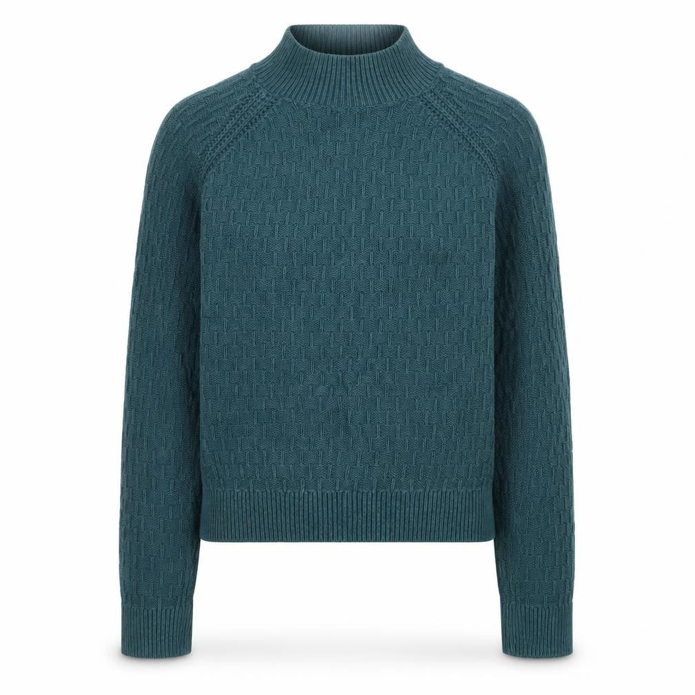 Fat Face Women's Green Cotton Mock Neck Jumper UK 8