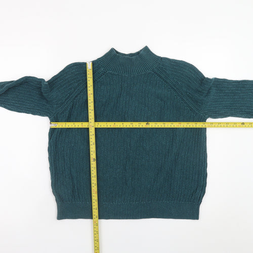 Fat Face Women's Green Cotton Mock Neck Jumper UK 8